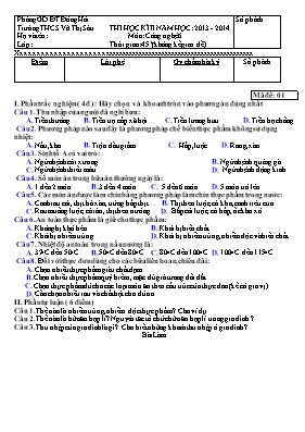 Thi học kì II năm học 2013 - 2014 môn Công nghệ 6 - Trường THCS Võ Thị Sáu